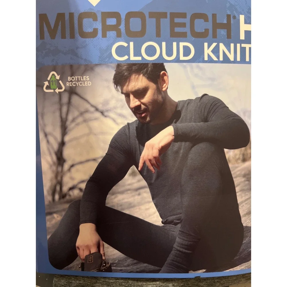 FREE COUNTRY Microtech Heat Base Layer Top Mens L Rocky Gray Cloud Knit‎ NEW